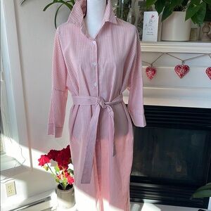 Striped Pink Belted Sleep Shirt